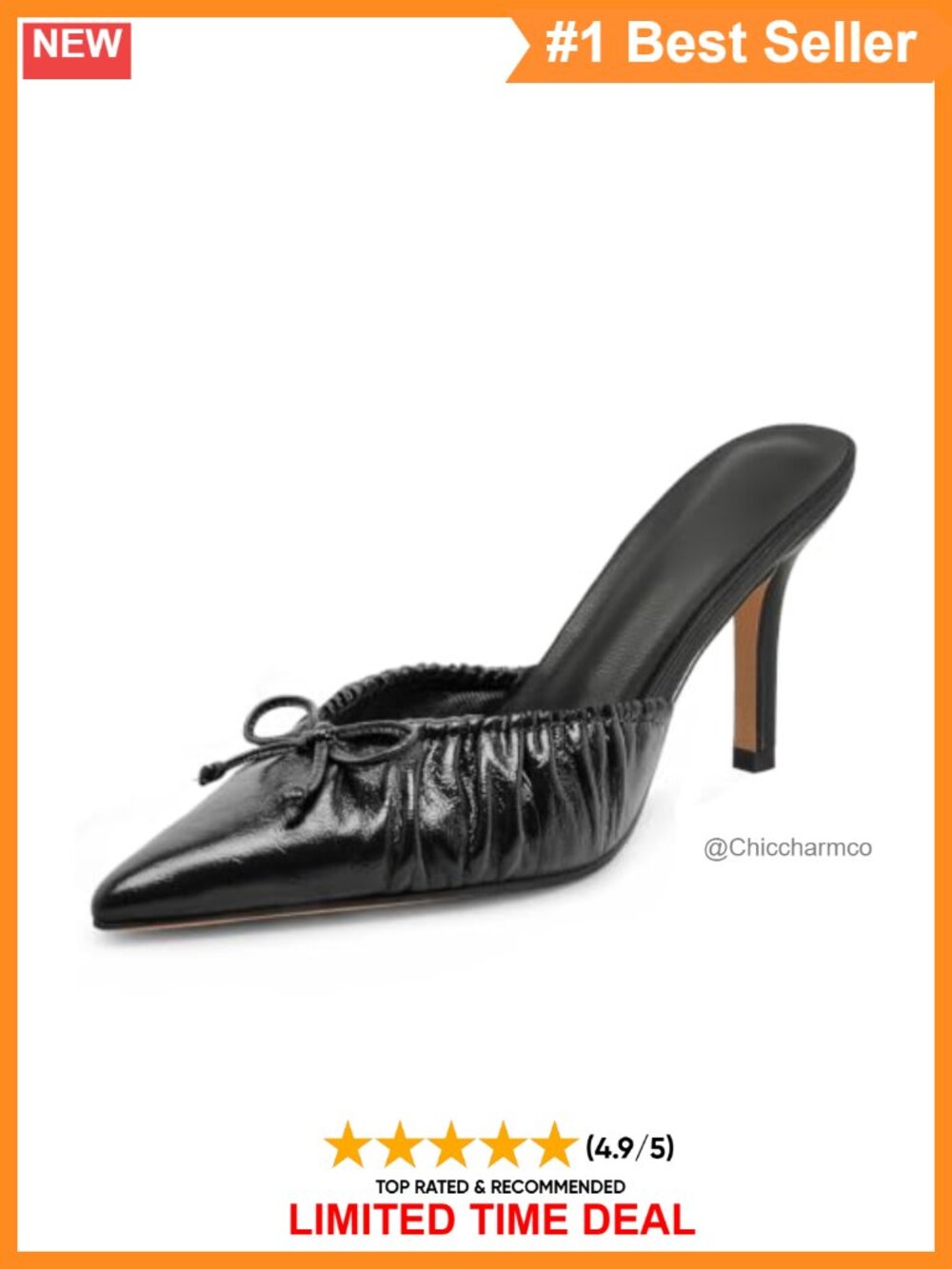 Kitten Heel Bow Pointed Toe Slip On Mule Dressy Stiletto Pumps